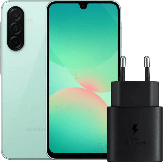 Samsung Galaxy A26 5G Smartphone 128GB Grün mit Samsung 25 Watt Ladegerät Schwarz - Bild 1