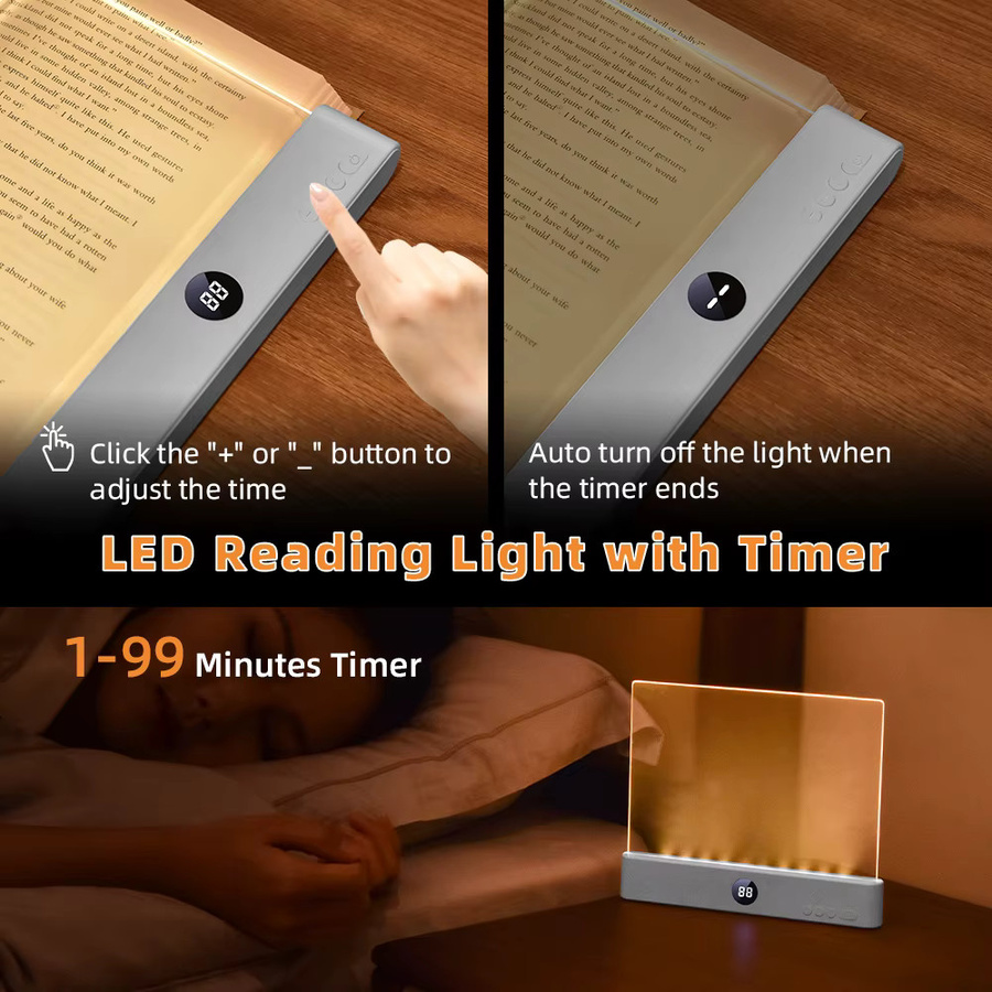 Pzsunly LED-Leselampe wiederaufladbar mit Timer und Dimmer in Transparent und Weiß - Bild 3