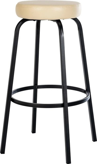 CLP Barhocker Kamari gepolsterter Barstuhl mit Metallgestell und Kunstleder oder Samt in Creme/Beige oder Schwarz - Bild 1