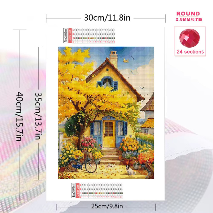 Momoart Diamond Painting Haus-Landschaft DIY Strass-Bild mit bunten Diamant-Mosaik Steinen in Multicolor, B/H: 30 x 20 cm - Bild 2