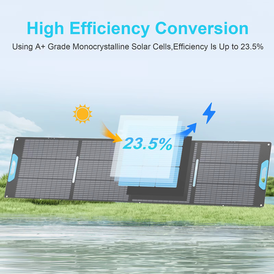 E-POWO Tragbares Solarpanel 220W Faltbares Solarladegerät mit ETFE-Technik in Schwarz für Camping und Wohnmobil - Bild 4