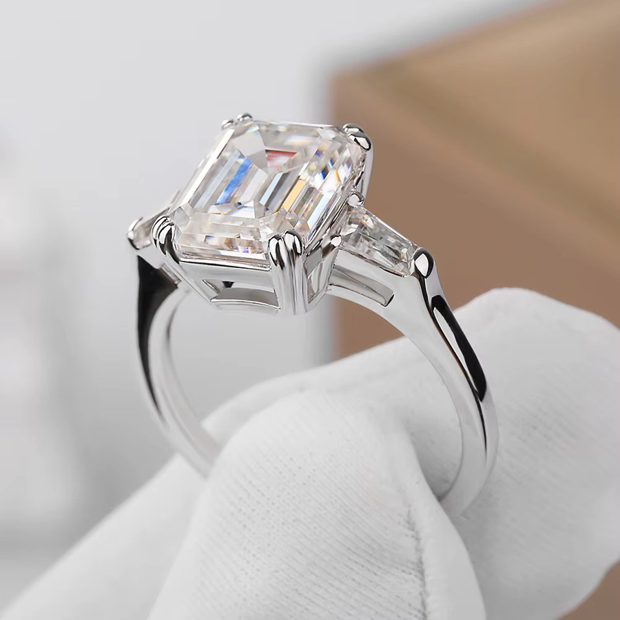 BXINY Ring, 925 Silber, Moissanit, Diamant, Unisex - Bild 3
