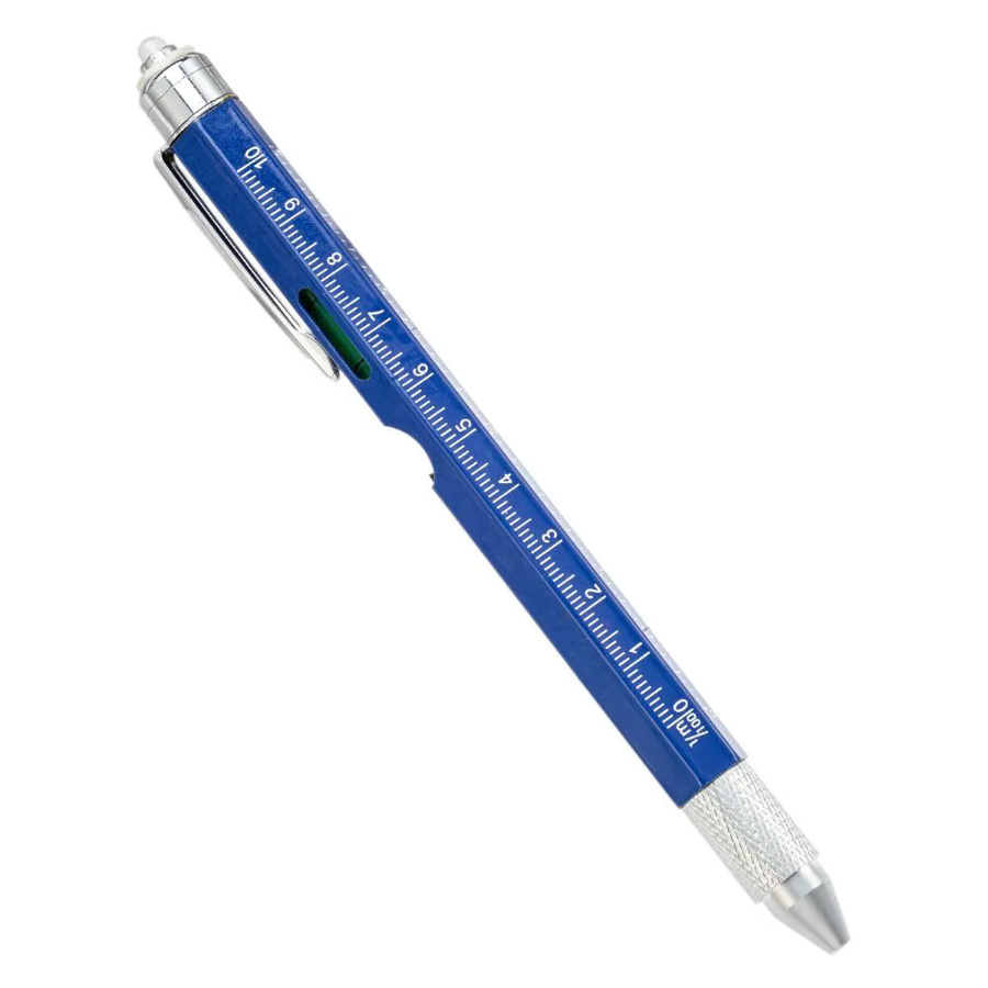 9-in-1 Metall Multi Tool Stift in Gelb mit LED Licht, Wasserwaage, Schraubendreher, Lineal und Kugelschreiber für Outdoor und Holzbearbeitung - Bild 2