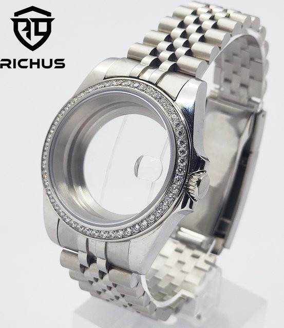 RICHUS Uhrengehäuse Edelstahl, Silber, 36mm 39mm, Uhrenzubehör - Bild 1