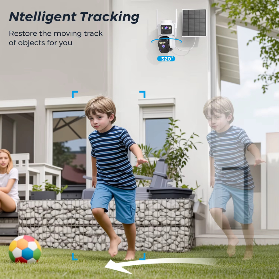 ANBIUX 8MP Dual Lens Solar WIFI Überwachungskamera mit Sonnenkollektor, Farbnachtsicht und PIR Bewegungserkennung, Outdoor IP Kamera in Weiß - Bild 4