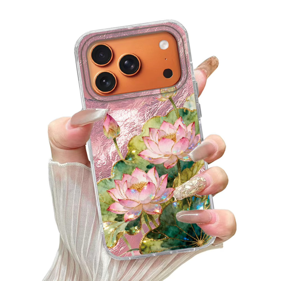 Luxuriöse Handyhülle mit Koreanischem Lotusblumen-Design für Apple iPhone (verschiedene Modelle), Mehrfarbig - Bild 3