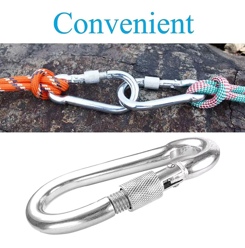 NERISXB Karabiner aus Edelstahl 304 in Silber, robuster Connector für Fitnessstudio, Schaukel, Hundeleinen und Hängematten - Bild 2