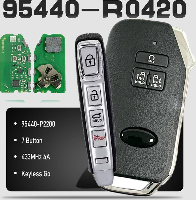 KEYECU Smart Remote Key Fob 95440-R0420 mit 7 Tasten, 4A Chip, 433 MHz Proximity Control Keyless Go für KIA Carnival 2022, Schwarz - Bild 1