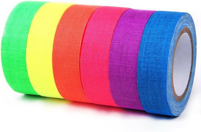 6er Set Chenxiaogang UV-Schwarzlicht-Klebeband, fluoreszierendes Neon-Gaffer-Klebeband aus Stoff, bunt leuchtendes Partyzubehör - Bild 1
