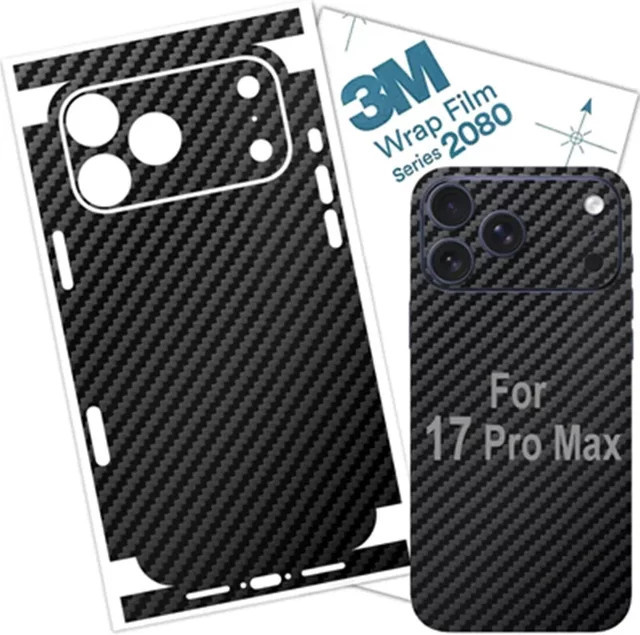 NMEGOU Kohlefaser-Schutzfolie für iPhone 17 Air 16 15 14 13 Pro Max Plus in Schwarz mit 3M Wrap Technologie - Bild 1