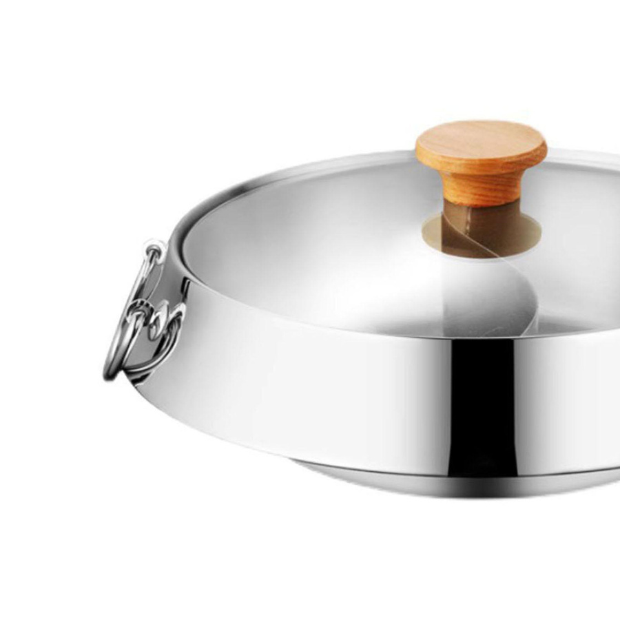 Aimo Doppelseitiger Hot Pot Shabu Shabu Topf aus Edelstahl 304, Silber, Durchmesser: 30 cm - Bild 2