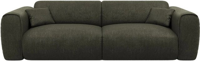 Vente-unique Schlafsofa Pognia in Khaki mit Strukturstoff und Schlaffunktion - Bild 1