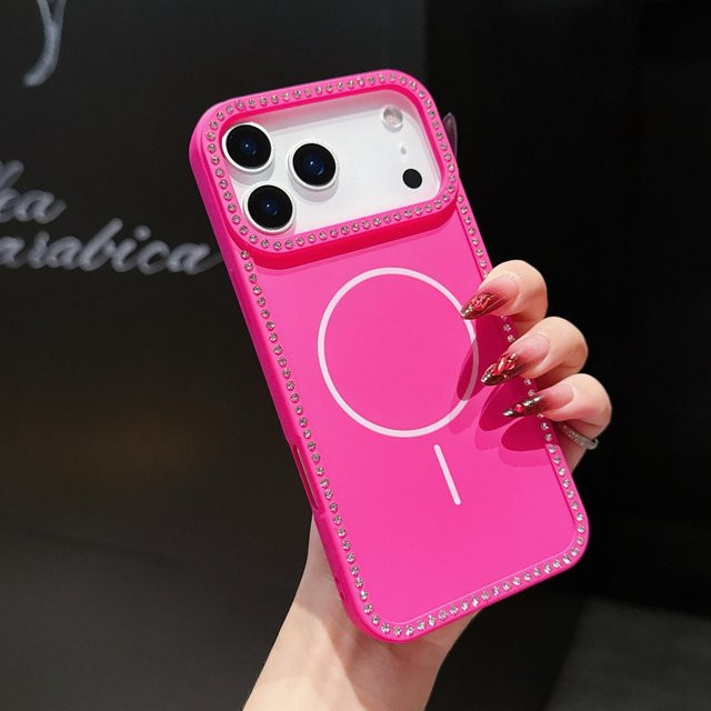 YULIN Magnetische Glitzer Diamant Schutzhülle für iPhone 17 16 14 13 12 11 Pro Max Plus in Pink und Multicolour - Bild 1