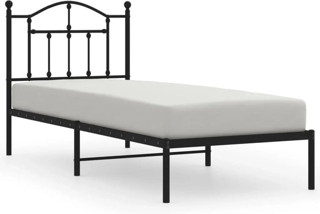 vidaXL Bettgestell aus Metall mit Kopfteil in Schwarz, B/T/H: 90 x 190 cm - Bild 1