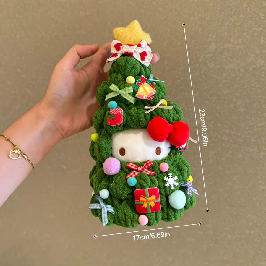Handgefertigter gehäkelter Weihnachtsbaum, Puppenzubehör, Plüsch / Textil, Grün, Bunt / Mehrfarbig - Bild 2