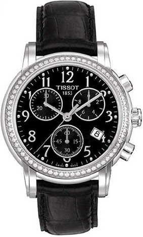 Tissot Chronograph, Quarz, Edelstahl, Diamant, 35 mm, Herren, Schwarz - Bild 1