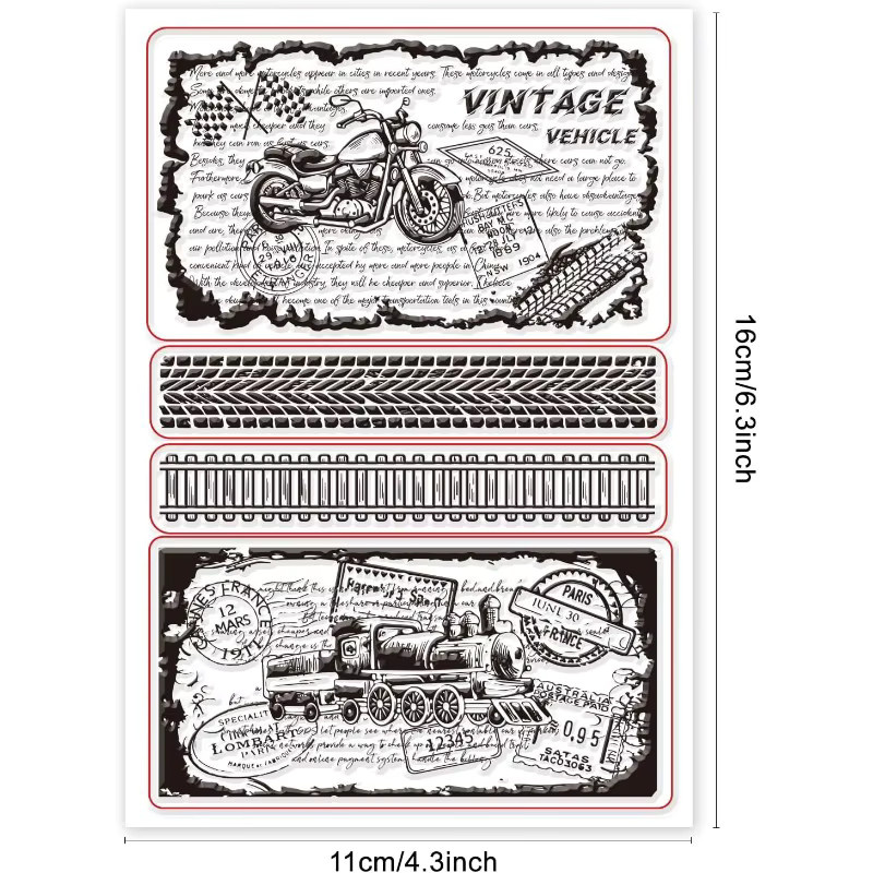 Retro-Fahrzeug Silikonstempel in Transparent für die Gestaltung von Karten und Fotoalben - Bild 4
