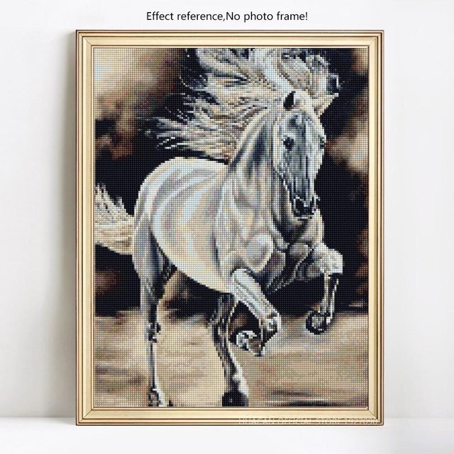 FIYO Diamant-Malerei Pferd als Strass-Gemälde in Grau, Breite: 30 cm - Bild 1