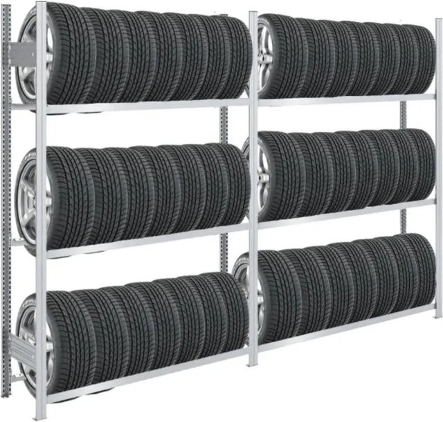 PROREGAL Tire Pro Reifenregal aus verzinktem Stahl, 3 Ebenen, H x B x T: 200 x 300 x 43 cm - Bild 1