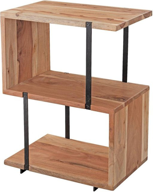 Wohnling Beistelltisch aus Akazie Massivholz und Edelstahl in Schwarz und Braun, B/H/T: 45 x 60 x 30 cm - Bild 1