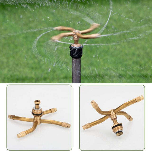 Rotierender Teleskopsprinkler aus Messing in Gold für Garten und Rasen mit 360 Grad Drehung - Bild 1