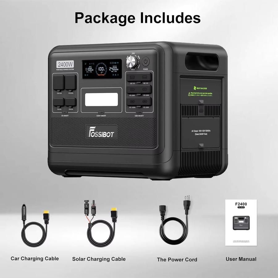 FOSSIBOT Tragbare Powerstation 2400W mit 2048Wh LiFePO4 Batterie, Solar-Generator in Schwarz mit 13 Anschlüssen und App-Steuerung - Bild 6