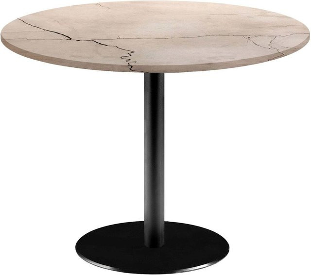 RestooTab Tisch Rome XL rund mit Stein- und Marmordekor, Farbe Sand und Schwarz, Höhe: 75 cm, Durchmesser: 120 cm - Bild 1