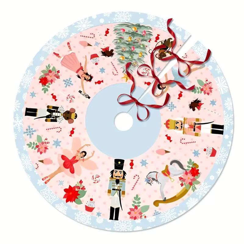 VIKAMA Weihnachtsbaumkleid Nussknacker Familie in Rosa und Multicolour als Basisabdeckung für deine Weihnachtsbaum-Dekoration - Bild 2