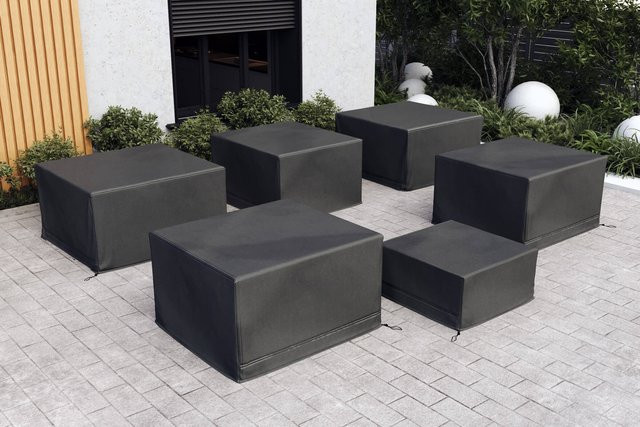 OUTFLEXX Abdeckhauben-Set für Gartenlounges aus wasserabweisendem Polyester in Schwarz mit UV-Schutz und Ripstop-Gewebe - Bild 1