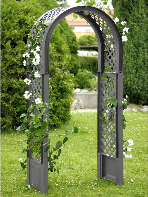KHW Rosenbogen mit Erdspieß in Grau für Garten und Terrasse - Bild 1
