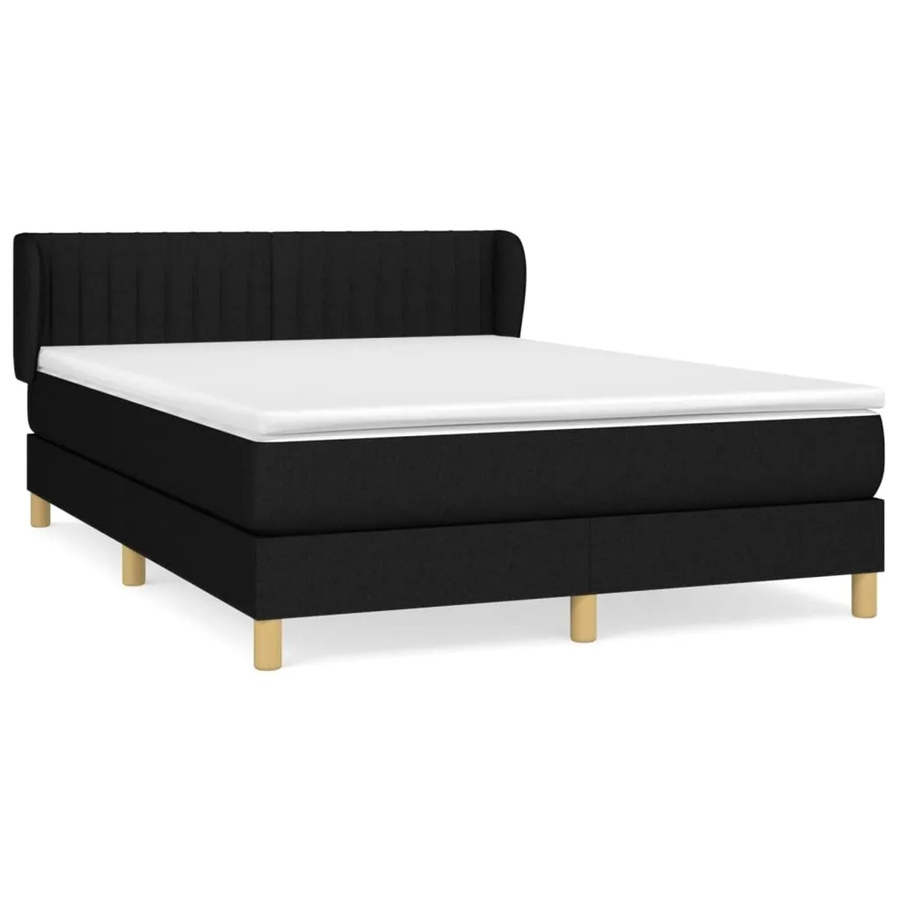 vidaXL Boxspringbett mit Matratze Schwarz, Hybrid-Design mit Taschenfederkern und Stoffbezug, B/T: 140 x 190 cm - Bild 2