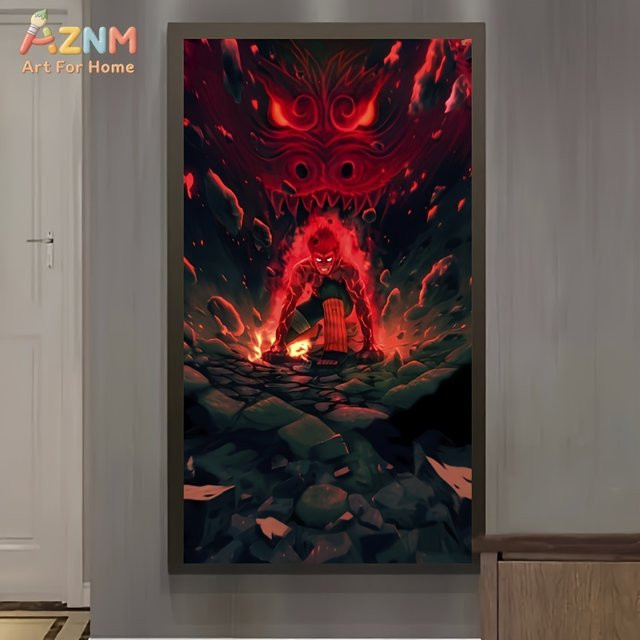 Kayou Naruto Anime Wandkunstdruck Might Guy Eight Gates Red Dragon Leinwandposter - Bild 1