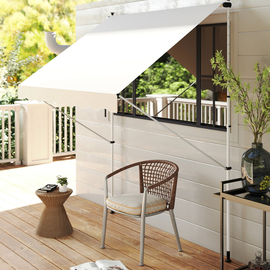 Outsunny Gelenkarmmarkise Klemmmarkise mit Handkurbel wetterfest aus Aluminium in Beige, B: 300 cm, H: 170-280 cm, T: 150 cm - Bild 2
