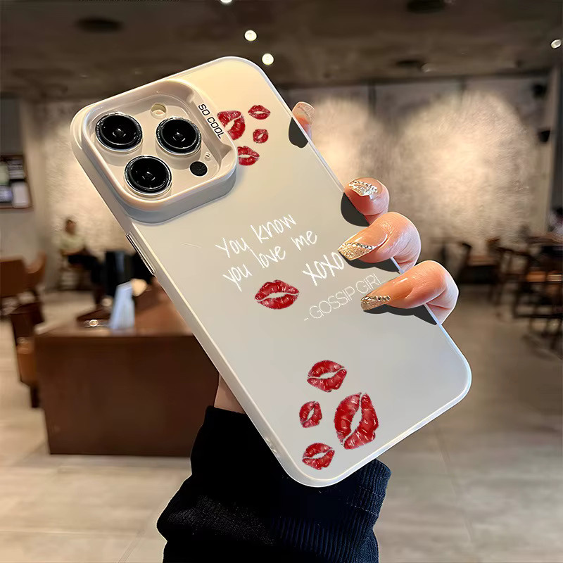 Handyhülle mit Lippendruck-Laser-Design für Apple iPhone 17, 16, 15 Pro Max Plus in Schwarz - Bild 2
