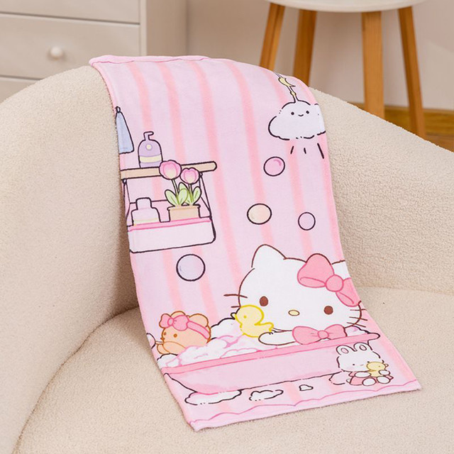 Sanrio Kurumi Kinder-Handtuch aus Mikrofaser, gestreift, Pink - Bild 1