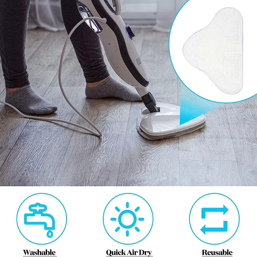 2er-Set Ersatz Mikrofaser Tuch Pads für Shark Steam Mop H2O Mop X5 in Weiß, Dreieckige Reinigungstücher - Bild 2
