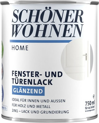 Schöner Wohnen Tür- und Fensterlack für Holz, Wasserbasiert, Weiß, Glänzend, 0,75 l - Bild 1