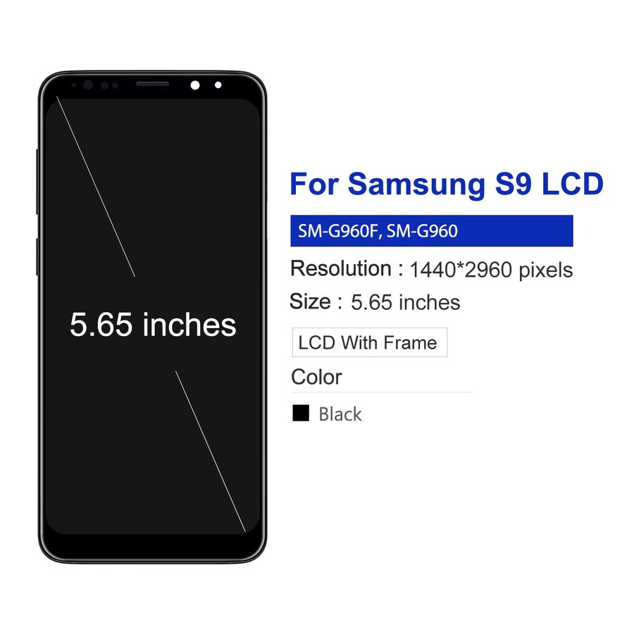 Samsung S9 G960 G9600 G960F LCD-Display mit Touchscreen-Digitizer-Baugruppe und Rahmen in Schwarz oder Grau - Bild 2