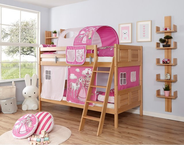 TiCAA Etagenbett Erni aus Massivholz in Buche Natur im Country-Design - Bild 1