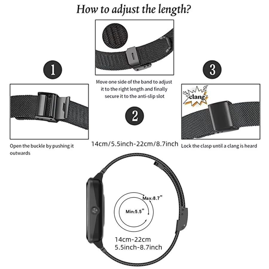 DAINU Metallarmband aus atmungsaktivem Edelstahl für Xplora X6, X6 Pro, XPLORA XMOVE, Sloth Cloud H97 und Anio 5/Anio 6 in Schwarz - Bild 2