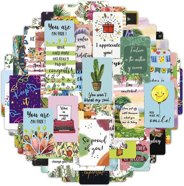 72 Stück positive Bestätigungskarten für Frauen und Männer, inspirierende und ermutigende Notecards in Multicolour - Bild 1