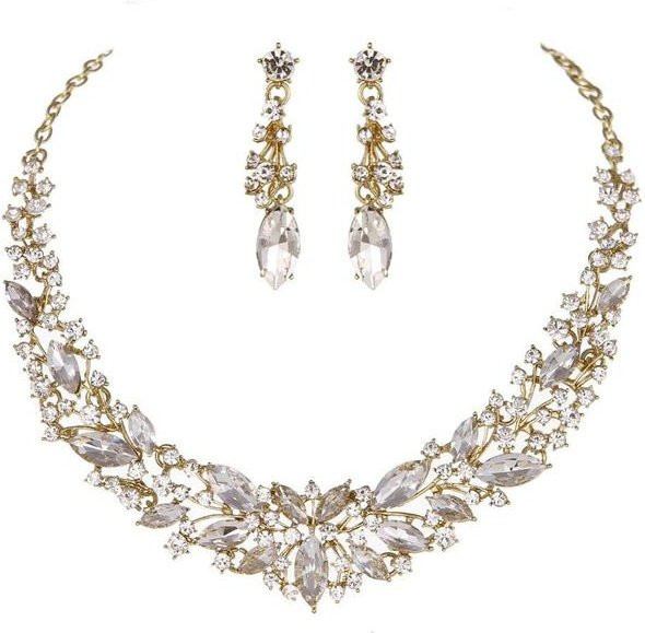 Wucifang Jewelry Schmuck-Set, Kristall, Gold, Damen - Bild 1