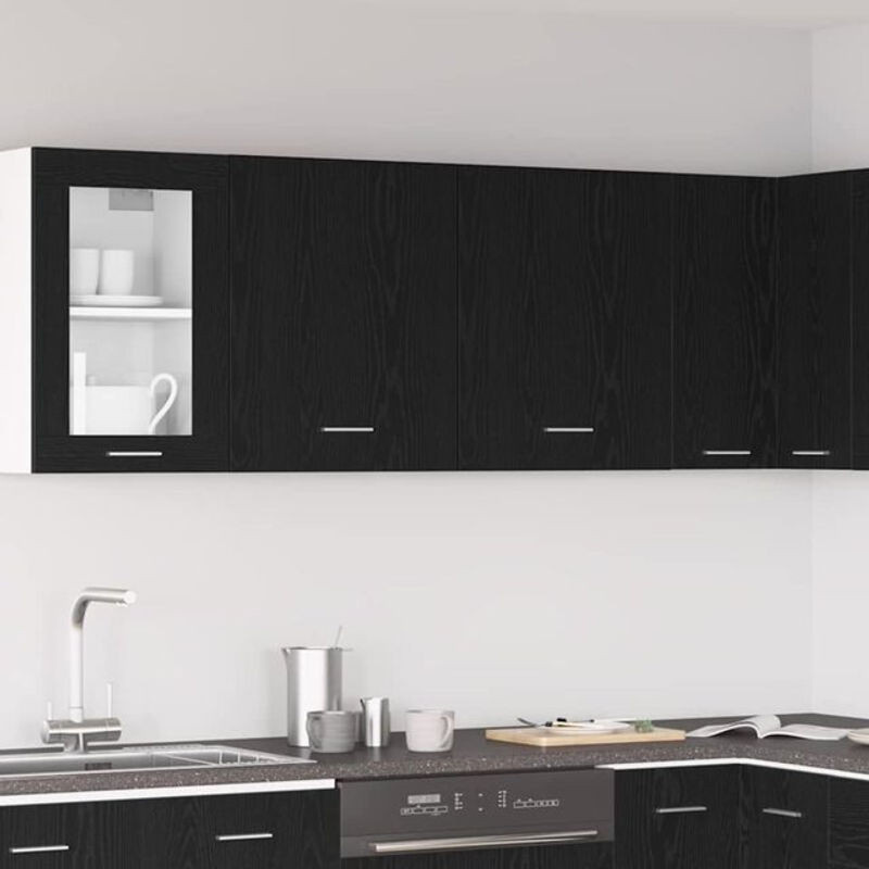 Vidaxl 2er Set Hängeschränke in Schwarz, modern und minimalistisch, aus Holzwerkstoff, B/T/H: 100 x 31 x 60 cm - Bild 1