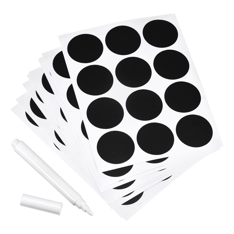 12 Blatt Tafel Etiketten Aufkleber in Schwarz für Einmachgläser und Küche, 12 Etiketten pro Blatt, Durchmesser: 38 mm - Bild 5