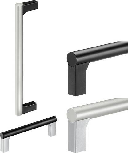 Rohde Universalgriff UR-12.180.B01 in Schwarz und Silber, 3er-Set, L x B x H: 19,2 x 1,2 x 3,7 cm - Bild 1