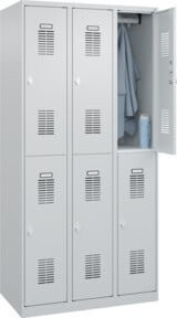C+P Doppelstöckiger Spind Basis PLUS mit 6 Fächern in Grau und Weiß, H: 185,0 cm, B: 90,0 cm, T: 50,0 cm - Bild 1