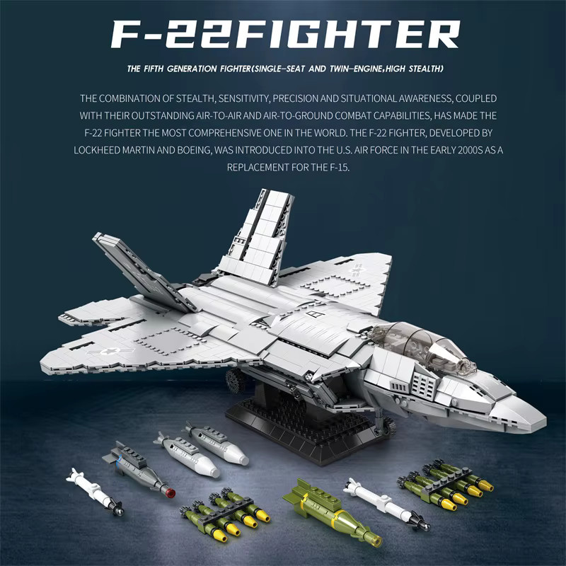 AMAZINGBLOKS F-22 Stealth Fighter, Baukasten, 1729 Teile - Bild 3