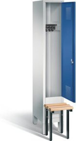 C+P Garderobenschrank Evolo mit Front in Enzianblau, Korpus in Lichtgrau und Gestell in Schwarzgrau, H x B x T: 185 x 32 x 81,5 cm - Bild 1