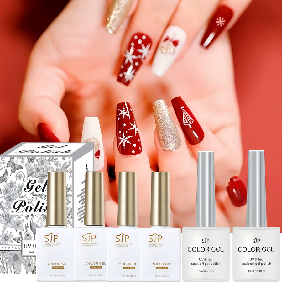SJP Nagellack-Set, UV-Gel, Metallic, Gold und Silber, 6-teilig - Bild 2