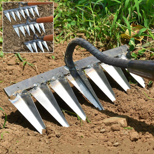 Alloet Unkrauthacke aus Edelstahl in Silber zur manuellen Entfernung von Unkraut, Gras und Wurzeln - Bild 1